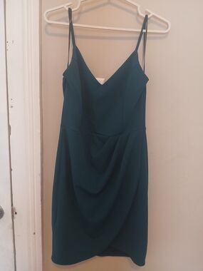 Lulu's Teal Spaghetti-Strap Fitted Mini Dress